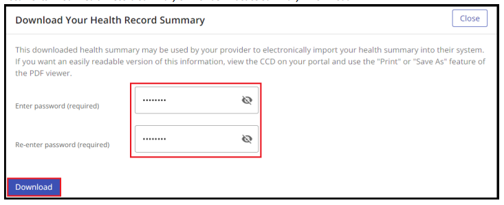 How do I download my Health Summary Follow Instructions